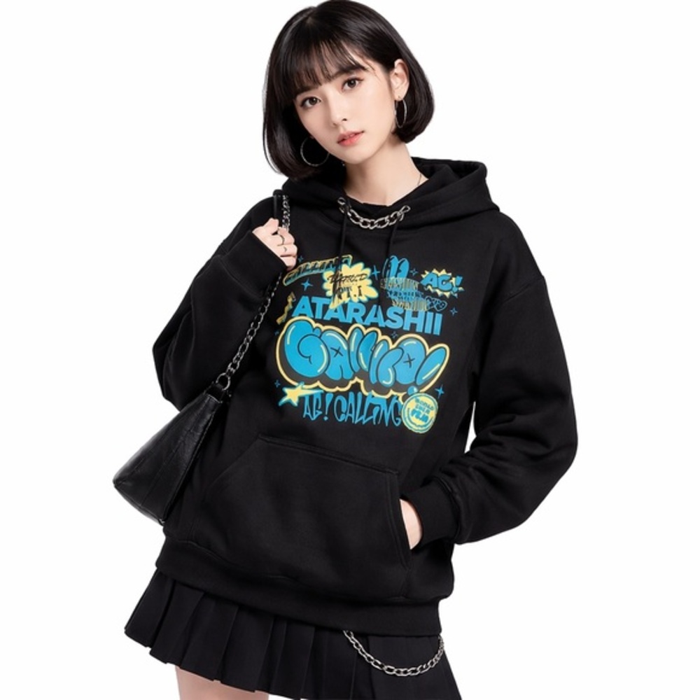 ATARASHII GAKKO! Tour Hoodie Small Black Blue Japanese J-Pop Tokyo Streetwear